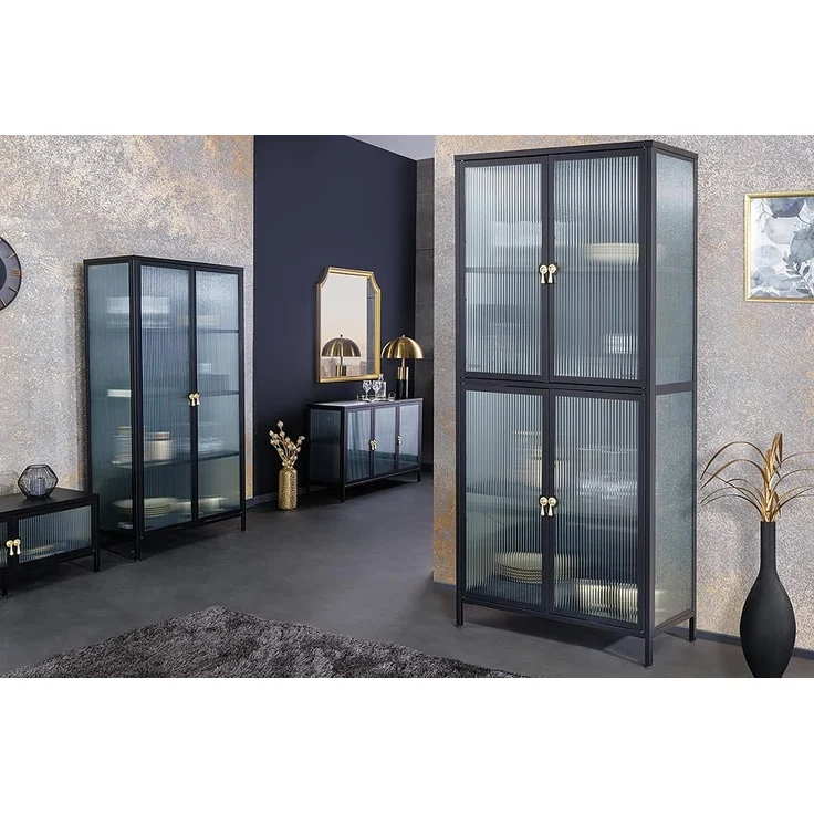 riess-ambiente Sideboard AMSTERDAM 105cm schwarz / transparent / gold (Einzelartikel, 1 St), Wohnzimmer · Sicherheitsglas · Metall · Kommode · Modern Design – Bild 8