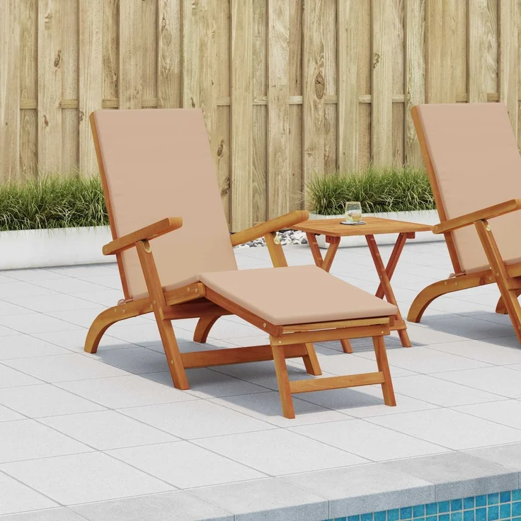 vidaXL Liegestuhl zum Verstellen und Klappen 2 pcs Taupe 3415405 – Bild 1