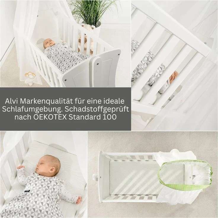 Alvi Matratze für Beistellbett & Wiege Tencel & Dry - 90x40 cm Babymatratze mit Funktionsbezug mit Nässeschutz und Luftkanälen - Oeko-TEX® Standard 100 geprüft, atmungsaktiv, allergikergeeignet – Bild 5