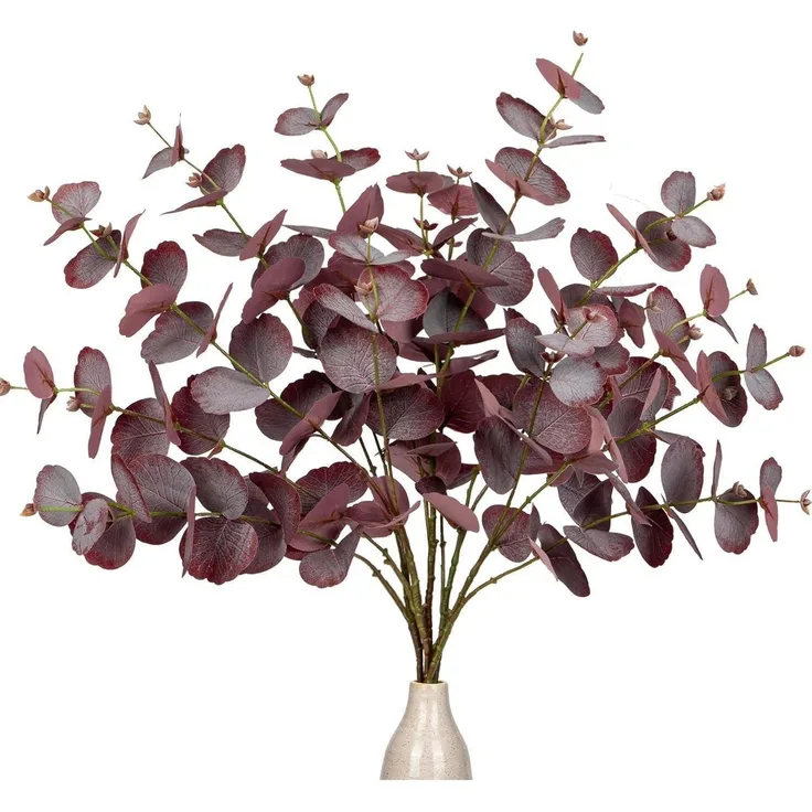 5PCS Rote Eukalyptus Künstliche Dekozweige 73/77 cm Kunstpflanze Echt Dekoration