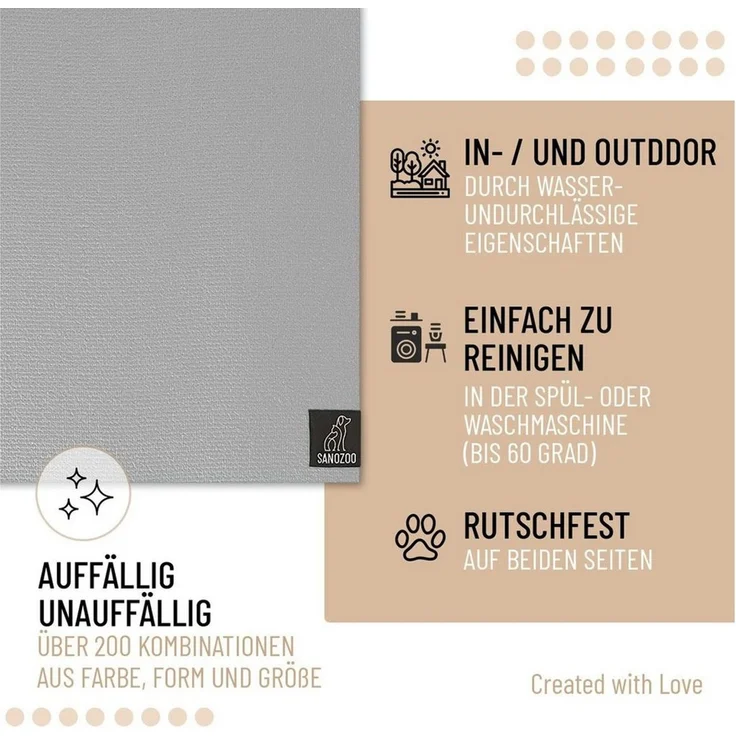 Sanozoo Napfunterlage Öko-Tex & Made in Germany, 1-St, für Hunde & Katzen in Eckig, Rund, Halbrund oder Eckrund – Bild 4
