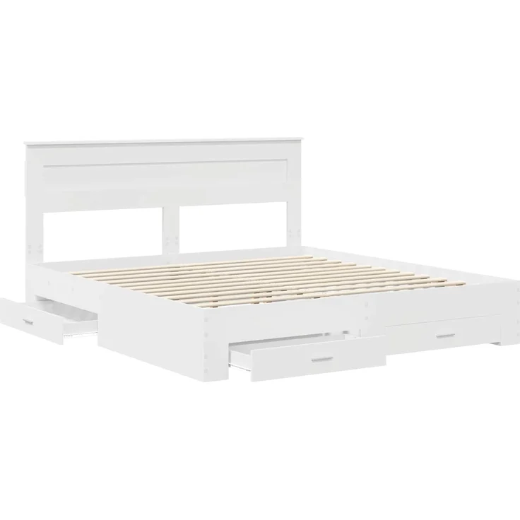 vidaXL Bettrahmen mit Kopfteil Weiß 180 x 200 cm Holzwerkstoff 3409958 – Bild 4