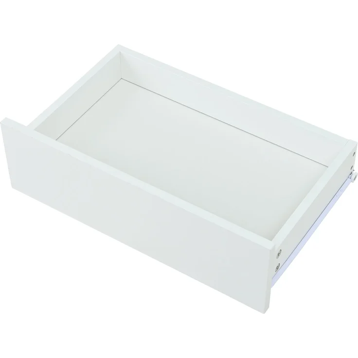 DESVIAE Vitrine mit LED-Beleuchtung und 2 Schubladen 60x160x40 cm MDF/Hartglas Weiß/Schwarz – Bild 9
