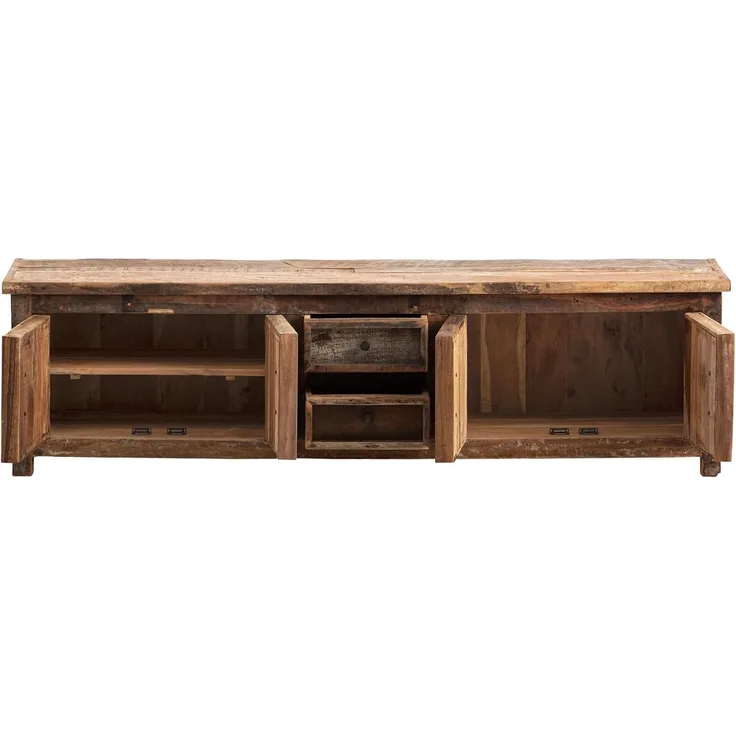 TV-Bank Sumatra 185x50x40 cm aus recyceltem Altholz mit 4 Türen & 2 Schubladen - Unikat Lowboard im Landhausstil - massivum