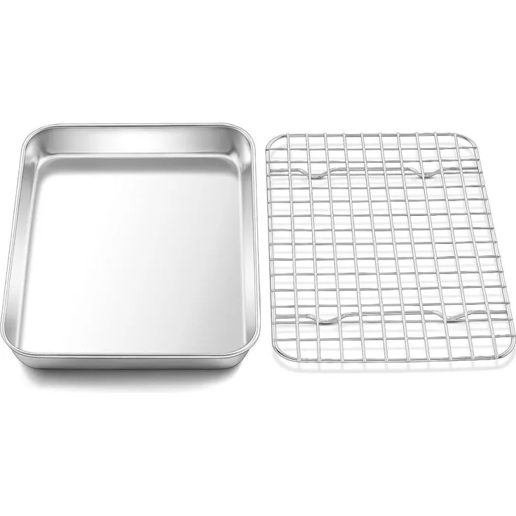 Onader Edelstahl Mini Backblech mit Abkühlgitter Set 23,7x17,7x2,5cm