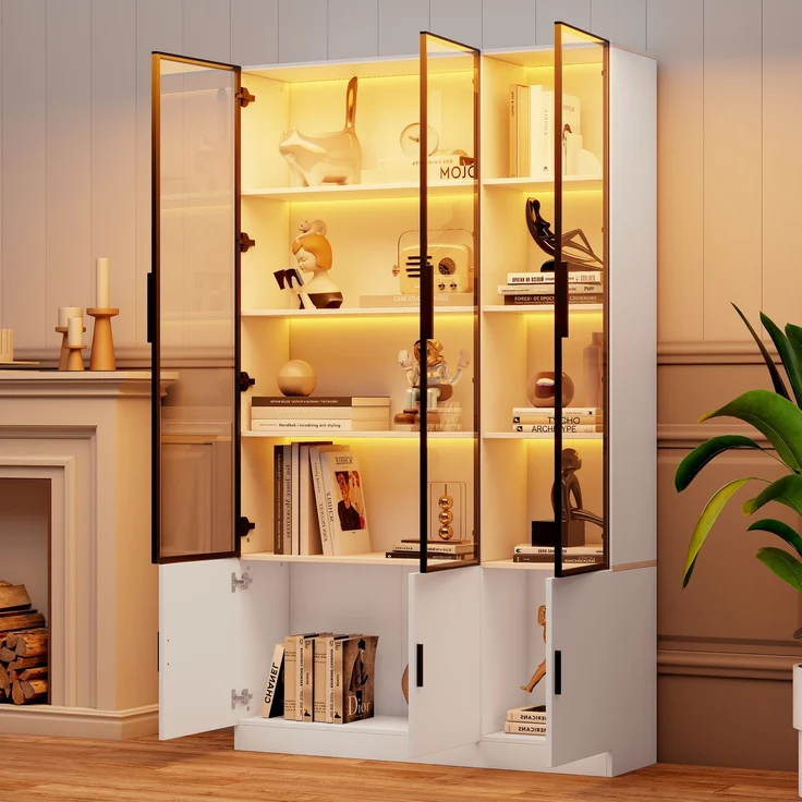 ZUBALIYA Schrank mit LED-Beleuchtung in Weiß, ideale Lösung für kleine Räume, robuste Verarbeitung, langlebige Materialien, einfache Selbstmontage, mit verständlicher Aufbauanleitung, si. (Modell 3) – Bild 6