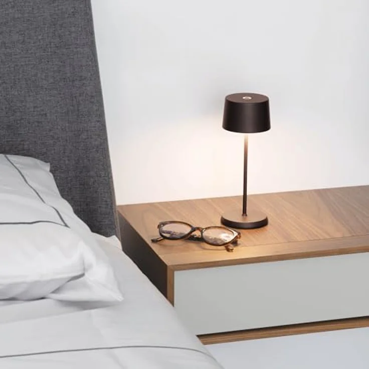 Zafferano, Olivia Micro Lampe, Kabellose, Wiederaufladbare Tischlampe mit Touch Control, Auch für den Außenbereich Geeignet, Dimmer, 2200-3000 K, Höhe 20 cm, Farbe Corten – Bild 3