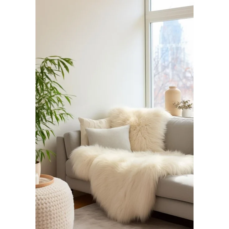 Lammfellkissen Merino Weiß mit Inlett – Bild 8