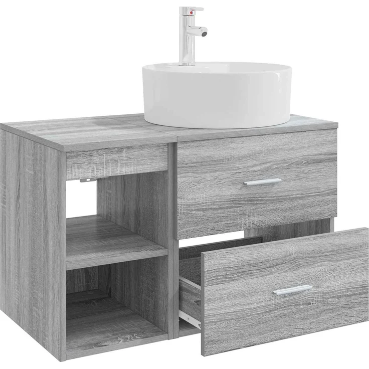 vidaXL Badezimmerschrank-Set 2 stk. Grau Sonoma 79,5 x 44,5 x 76 cm 3403909 – Bild 4
