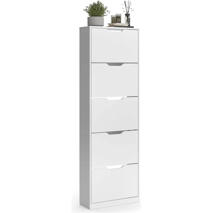 Schuhkipper Luca Weiß 59 x 180.5 cm mit 5 Kippfächern Vicco – Bild 6