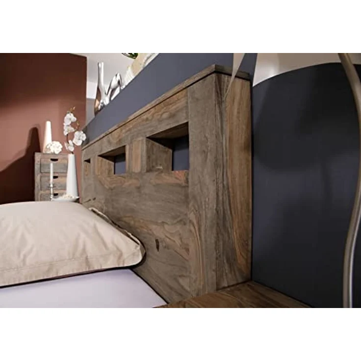 Bett Sheesham 200 x 200 x 90 grau geölt NATURE GREY #204 – Bild 5