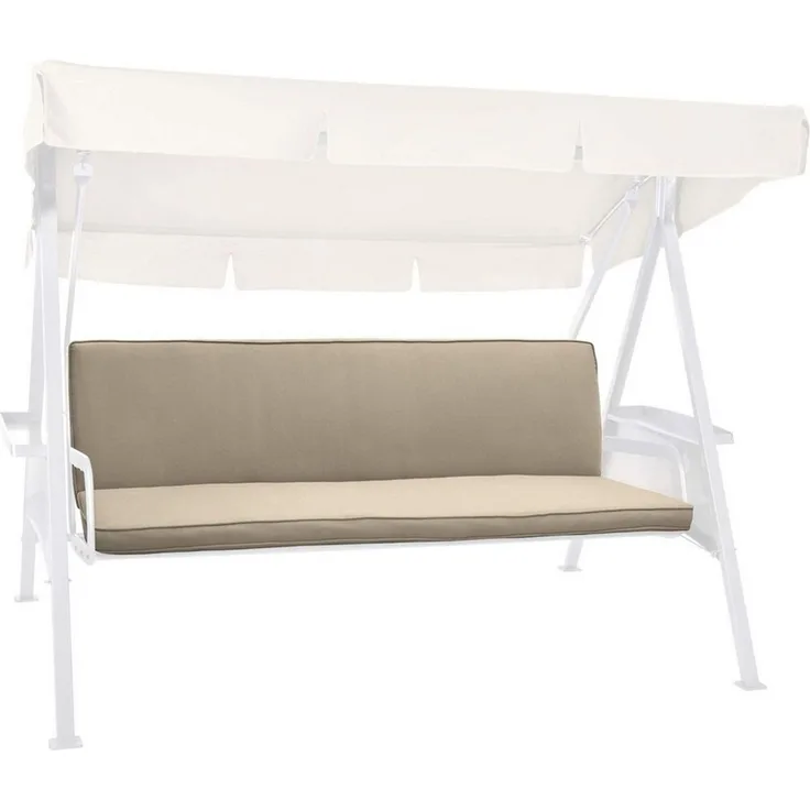 Beautissu Sitzauflage Hollywoodschaukel 3 Sitzer 2er Set Loft HS, 180x50 cm, Natur, Waschbare Outdoor Auflage für Hollywoodschaukel mit Reißverschluss