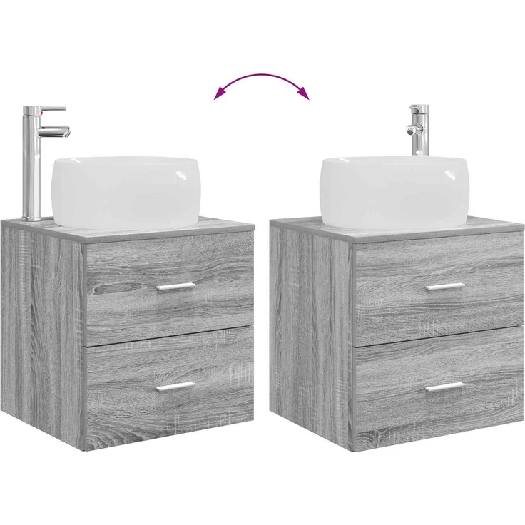 vidaXL Wandmontierter Waschbeckenunterschrank Sonoma-Grau 890315 – Bild 8