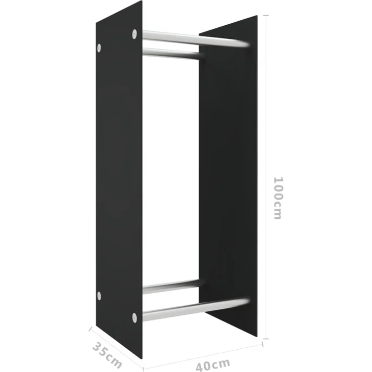 vidaXL Brennholzregal Schwarz 40x35x100 cm Hartglas 327467 – Bild 3