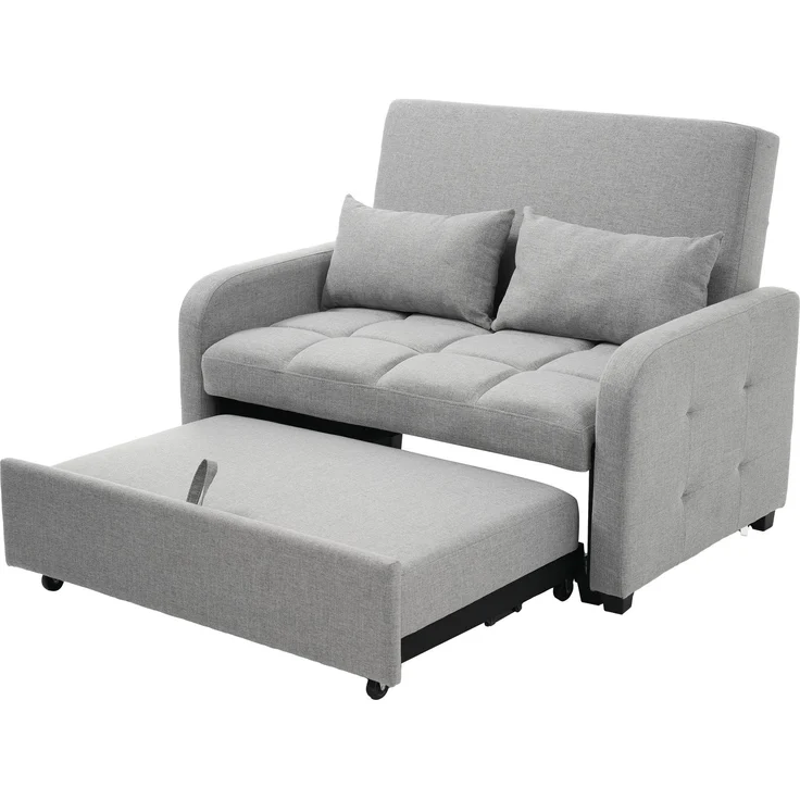 Klappsofa Schlafsofa ausziehbar Baumwoll-Leinen verstellbare Rückenlehne Gästebett Multifunktion Sofa-Bett,Grau – Bild 9