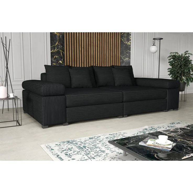 Big Sofa Couchgarnitur Megasofa Riesensofa AREZZO Stoff Tilia Schwarz
