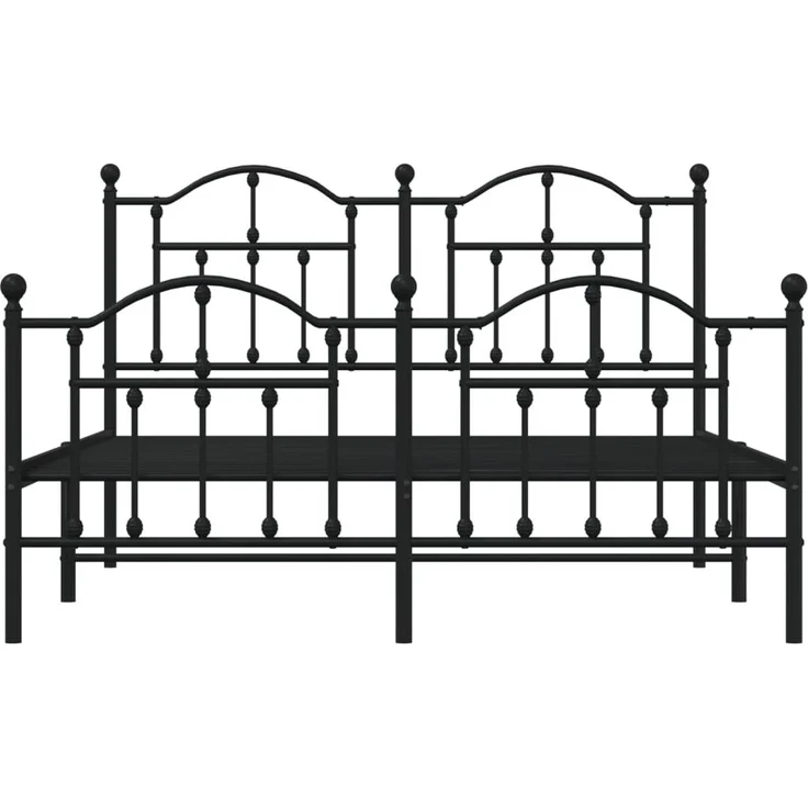 vidaXL Bettgestell mit Kopf- und Fußteil Metall Schwarz 150x200 cm 353459 – Bild 4