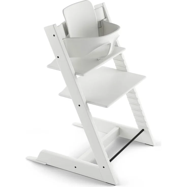 Tripp Trapp Hochstuhl von Stokke mit Baby Set, White aus Buchenholz - Verstellbarer, anpassbarer Stuhl für Kleinkinder, Kinder & Erwachsene