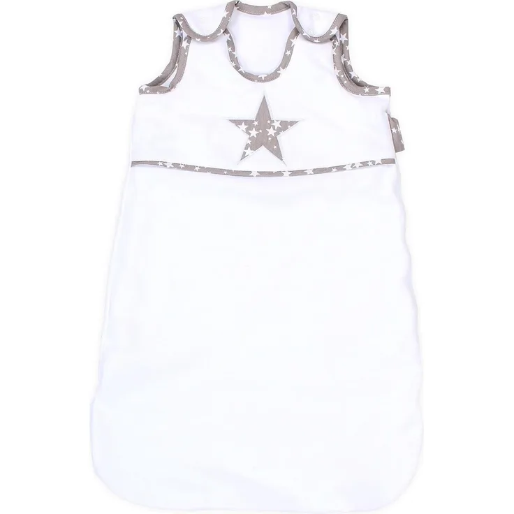 babybay Schlafsack Organic Cotton, weiß Applikation Stern taupe Sterne weiß