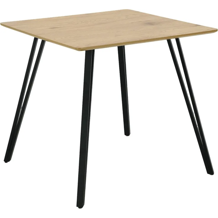 Esstisch >Fiete< in Eiche Dekor, schwarz, MDF, Metall - 80x75x80cm (BxHxT)