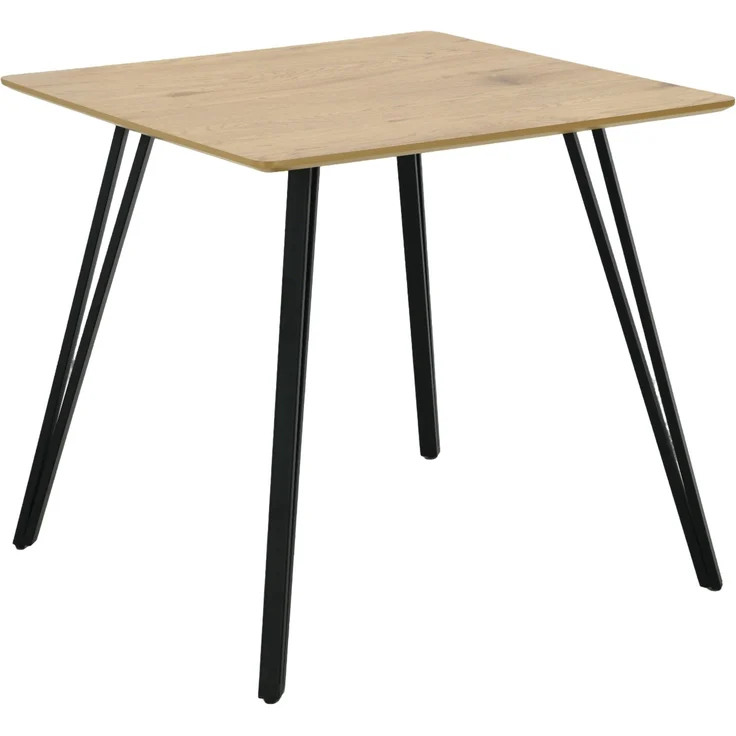Esstisch >Fiete< in Eiche Dekor, schwarz, MDF, Metall - 80x75x80cm (BxHxT) – Bild 1