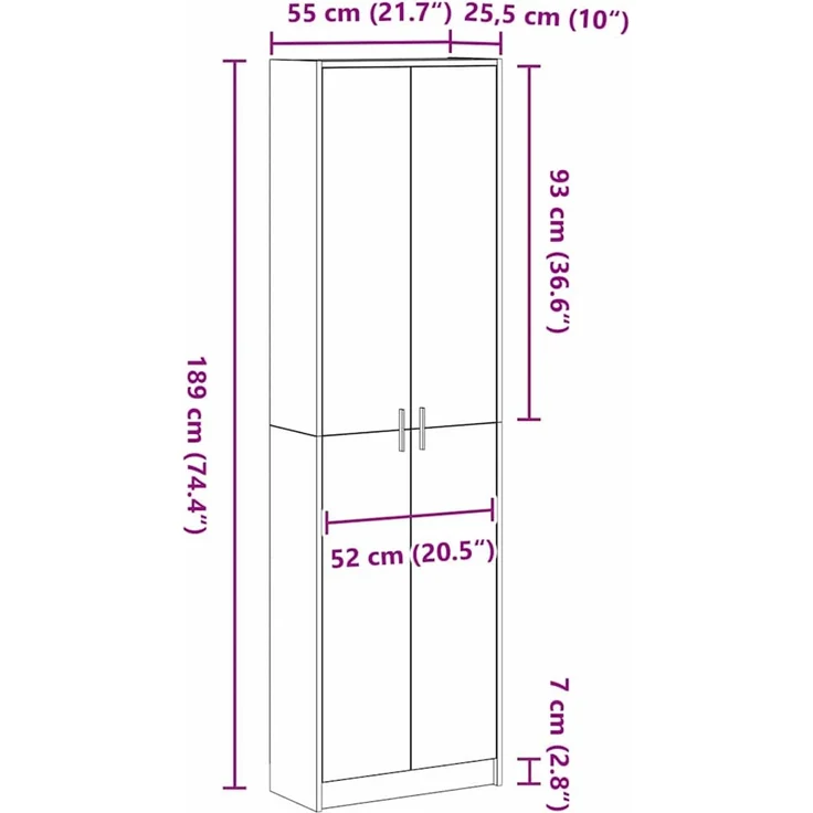 vidaXL Kleiderschrank Artisan-Eiche 55 x 25 x 189 cm 3334016 – Bild 11