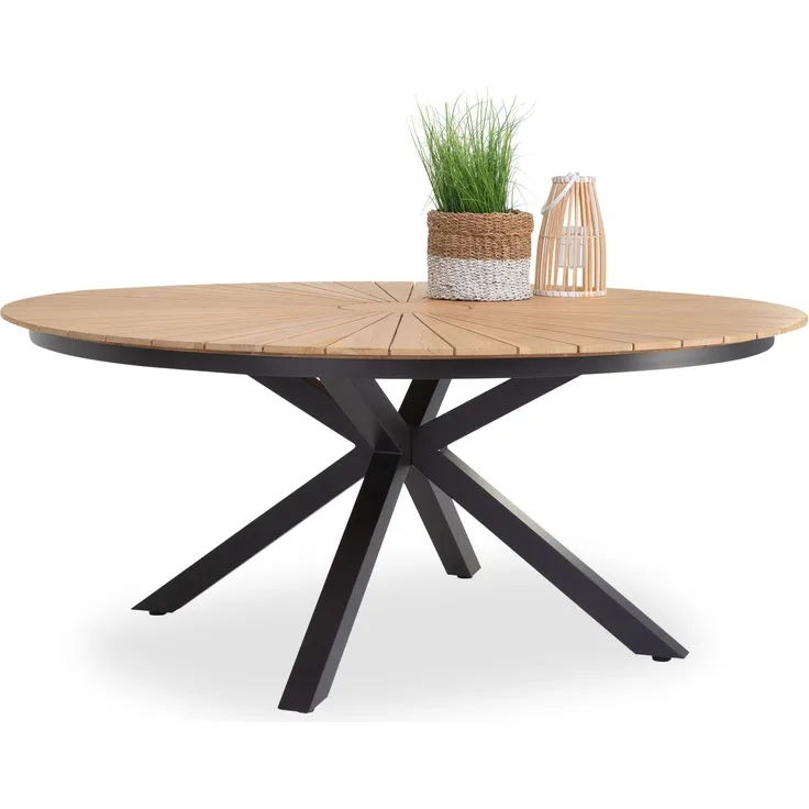 Gartentisch Unicamo, Aluminium, Holzfarben, 180 x 75 x 180 cm