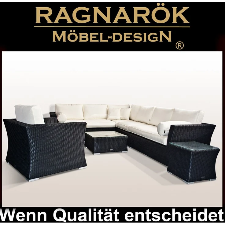 Ragnarök Möbel-Design Gartenlounge-Set Wotan, (Set, Ecklounge, Alu, Polyrattan), Ecksofa bestehend aus 4 einzelenen Elementen, extra breite Armlehnen – Bild 2