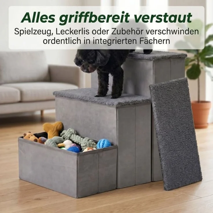 Relaxdays Faltbare Hundetreppe mit Stauraum – Bild 5