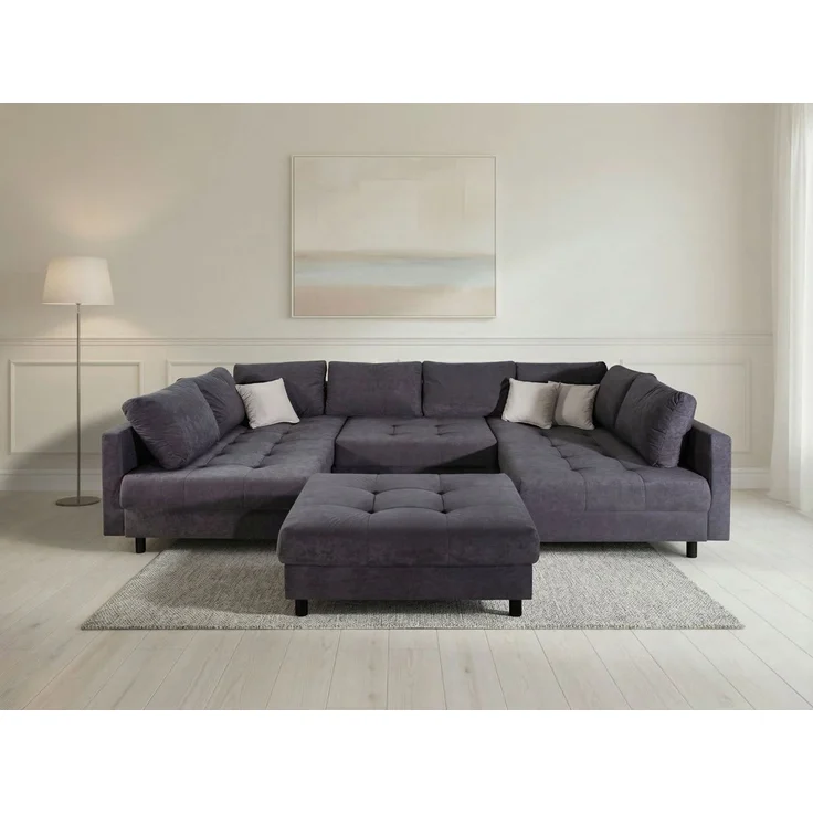 OTTO home Wohnlandschaft Antonia U-Form, B: 298 cm, Wohnlandschaft, Rückenkissen, 2 ottomane, Komfortablem Bonnelfederkern – Bild 1