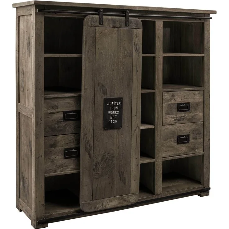 Highboard Mango 142x45x147 grau lackiert RAILWAY #262