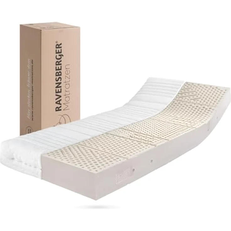 Ravensberger Latexmatratze Ravo-Relax - Härtegrad H3, mittelfest - 90 x 200 cm, Höhe 19 cm - Naturlatex - Baumwoll-Doppeltuch-Bezug – Bild 1