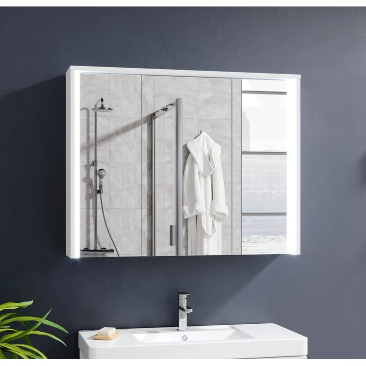 Badezimmerspiegelschrank >Five< LED, Steckdose, in weiß - 86x68x18cm (BxHxT) – Bild 5