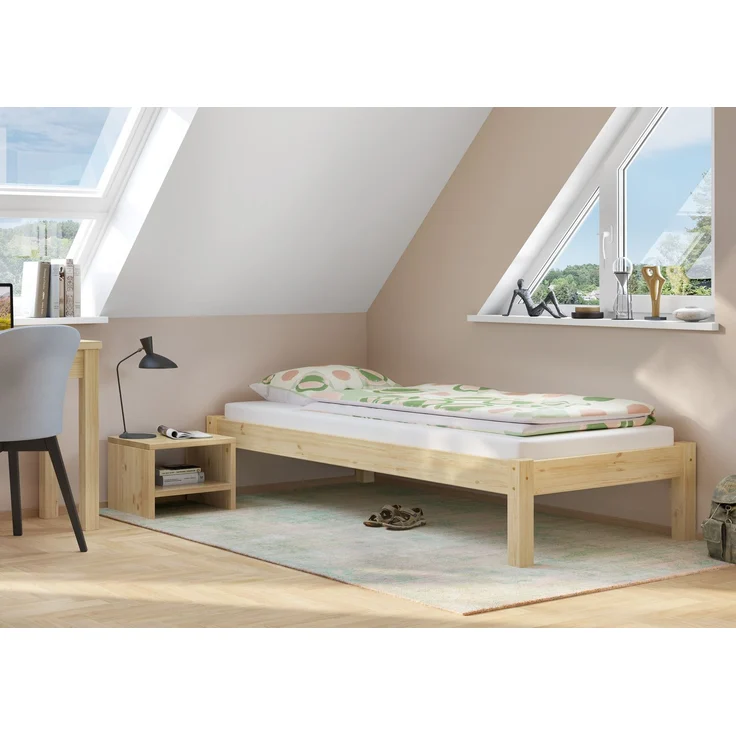 Massivholzbett Futonbett 100x200 Kiefer unbehandelt V-60.35N-10ohne Zubehör – Bild 2
