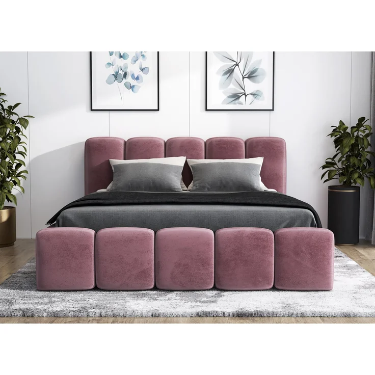 A&J MöbelLand 'Sonic' Polsterbett, Polyester, Rosa, 120 x 200, mit Lattenrost, mit Bettkasten – Bild 2