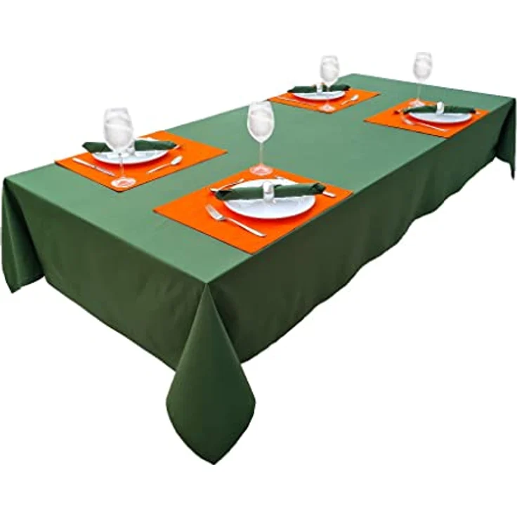 Hochwertige Tischdecke Tischwäsche aus 100% Baumwolle Kollektion Konzept, Farbe & Größe wählbar (Tischdecke - 120x160cm, Olivgrün) – Bild 5