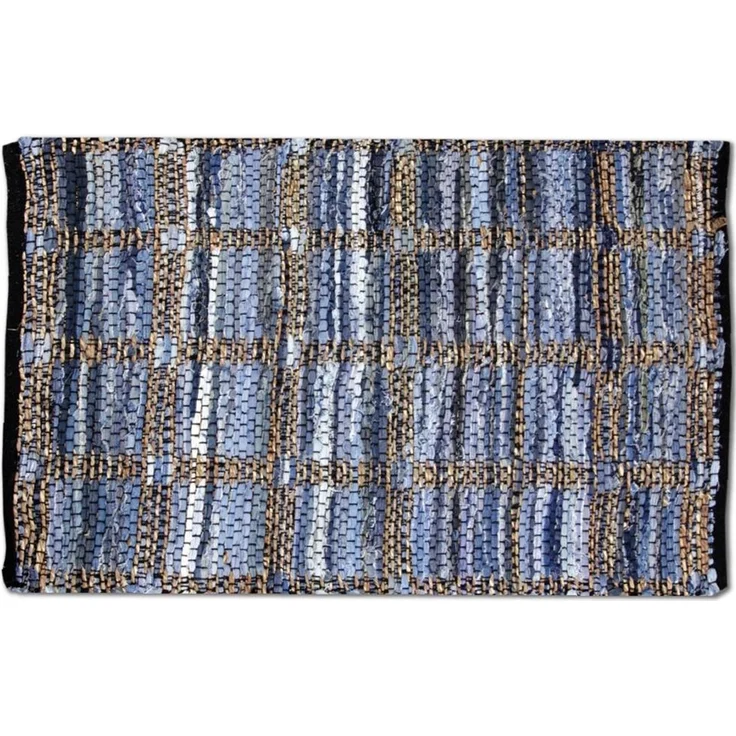 Teppich Läufer Matte Unterlage Vorleger Fußabtreter, breite Auswahl an modernen Fleckerl- und Baumwollteppichen (70x180cm / Jeans Square) – Bild 4