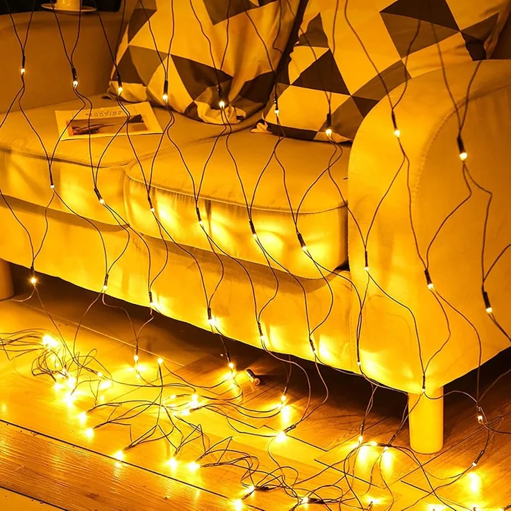 SALCAR 2x3 m Anti-Rost LED Lichternetz Außen, Buchsbaum Lichterkette Netz Outdoor, Lichtervorhang Innen Strom mit 9 Modi und Speicherfunktion, Warmweiß – Bild 2