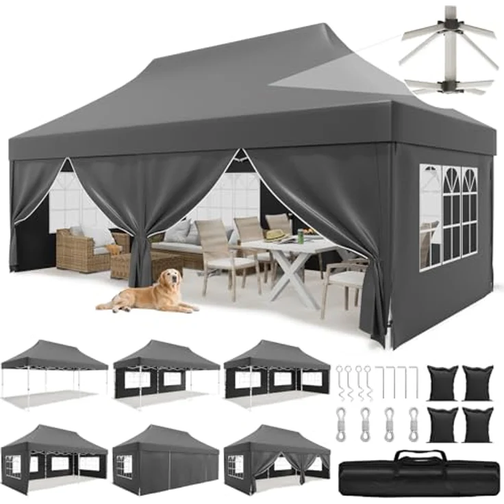 JUMMICO 3x6 m Spitzdach-Faltpavillon｜Patentiertes Design, +40% Wind- & regenfester｜10cm mehr Innenhöhe｜Stylisches Partyzelt für Garten & Camping – Bild 1