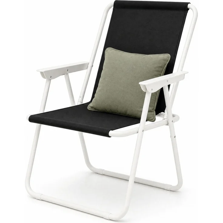 Klappstuhl 58 x 53 x 76 cm, schwarz, 600D Oxford mit Eisenrohr, leicht und faltbar, 1er-Set – Bild 9