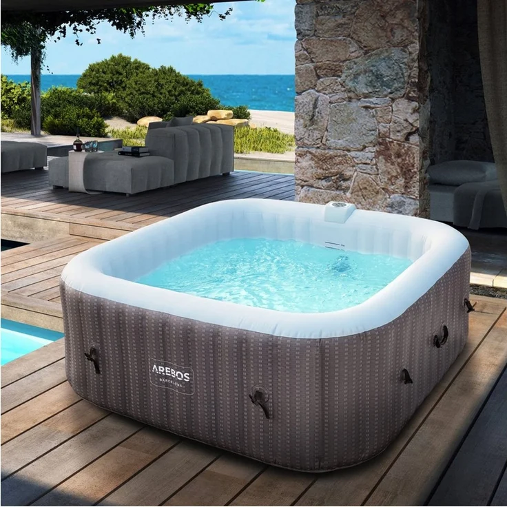 Arebos Whirlpool FLORENCE & BARECELONA Aufblasbar 4 oder 6 Personen mit 100/130 Düsen, (Komplett-Set), für Outdoor & Indoor – Bild 2