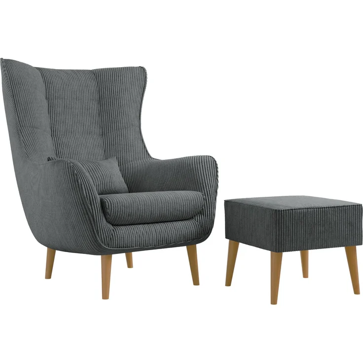 Sessel Lucio Cord (Farbe: Poso 22, mit Fußbank) – Bild 1