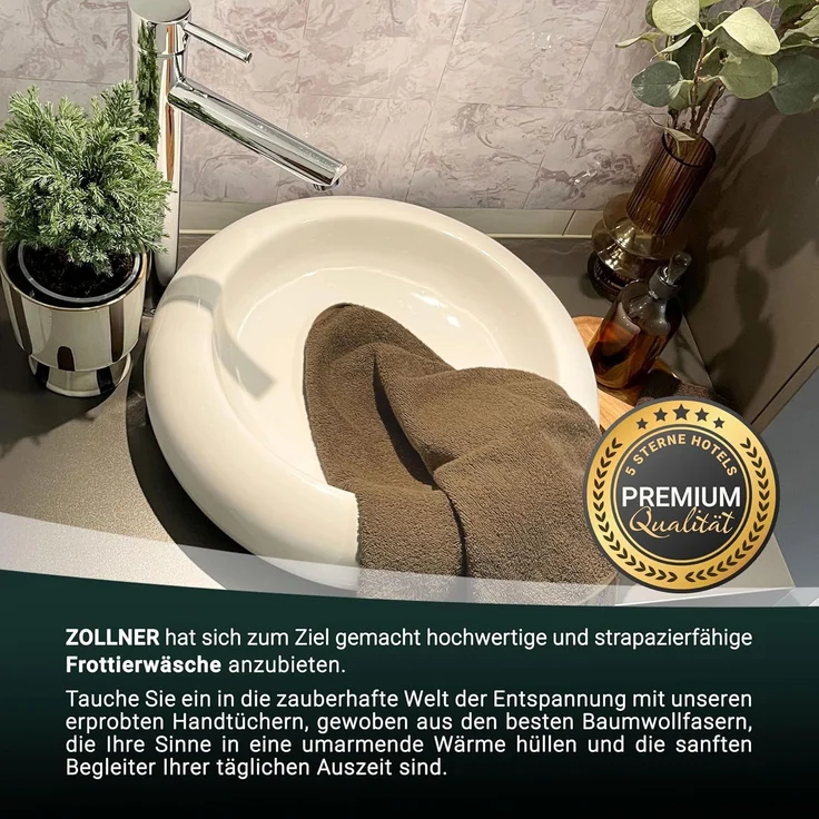 ZOLLNER 4er Set Handtücher aus Baumwolle, 50x100 cm, braun – Bild 5