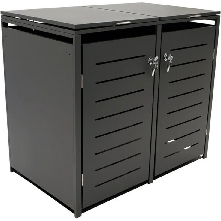 DEGAMO Mülltonnenbox KÖLN (1 St), Stahl grau, für 2 Tonnen 120 oder 240 Liter – Bild 4