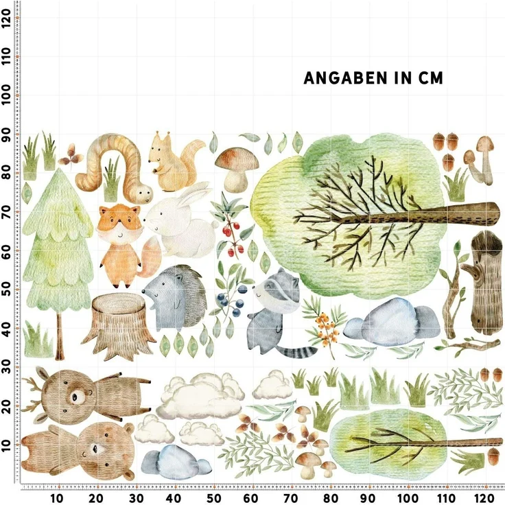 Sunnywall Wandtattoo XXL Wandtattoo Kinder Woodland Set Kinderzimmer Waldtiere – Bild 3