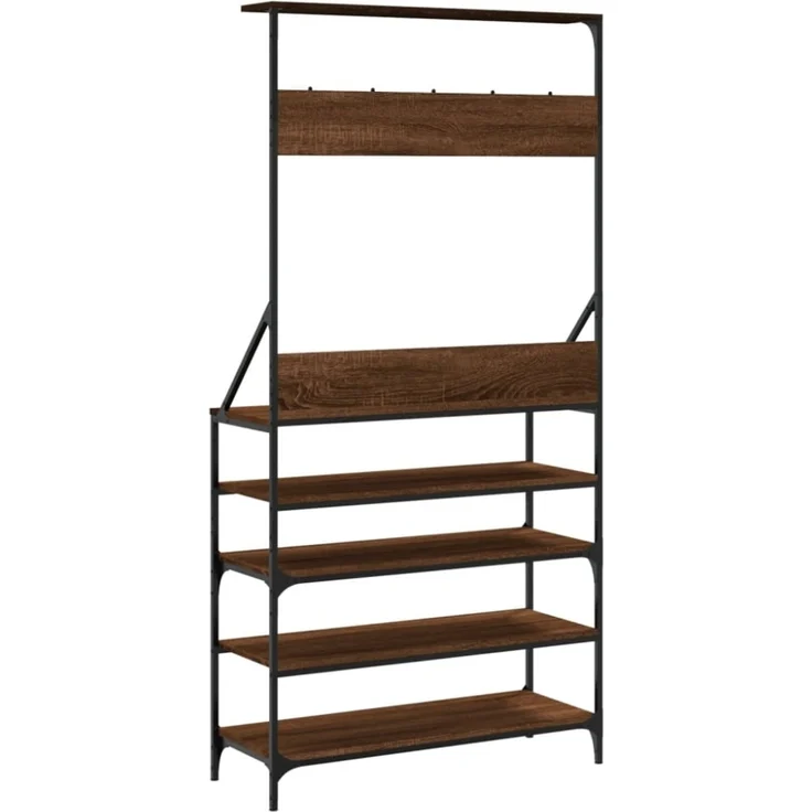 vidaXL Kleiderständer mit Schuhablage Braun Eiche-Optik 90x34x184 cm 837881 – Bild 3