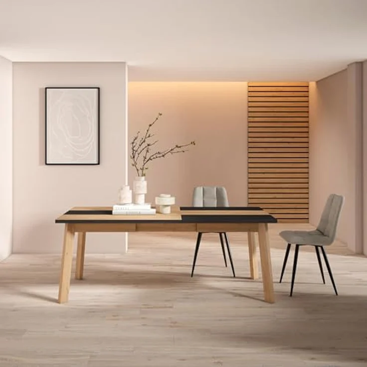 Skraut Home | Esszimmertisch | Küchentisch, Esstisch | 200 | Für 10 Gäste | Hölzerne Beine | Moderner Stil | Eiche Schwarz – Bild 2