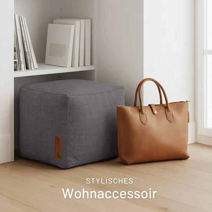 Green Bean Pouf Cube Linen (Indoor Sitzhocker Sitzkissen Fußhocker Relax-Sessel, Made in Germany), die ideale Ergänzung zum Sitzsack – Bild 2