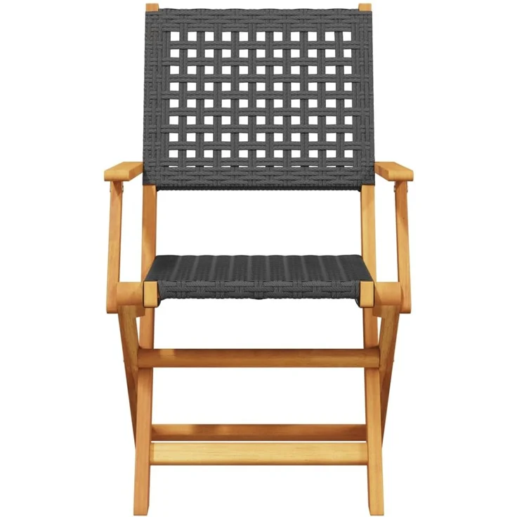 vidaXL Gartenstühle 6 Stk. Klappbar Schwarz Poly Rattan & Massivholz 3214557 – Bild 3