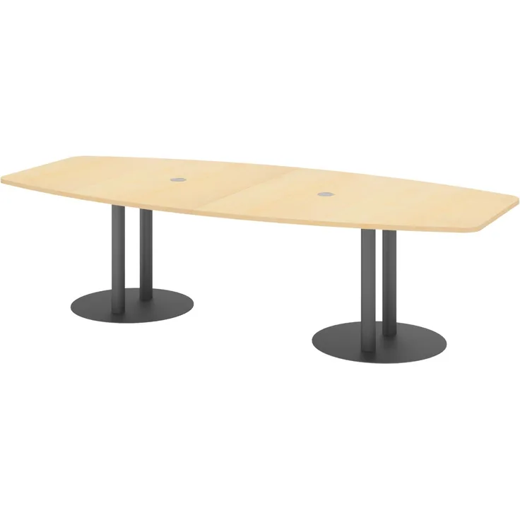 bümö Konferenztisch oval 280x130 cm in Ahorn, Tischsäulen in Graphit - Großer Besprechungstisch, Meetingtisch für 10 Personen, XXL-Tisch für Konferenzraum, Meeting & Besprechungsraum, KT28S-3-G